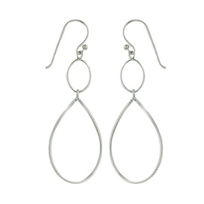 Sterling Silver Earring Marquis Teardrop Dangle with Rhodium