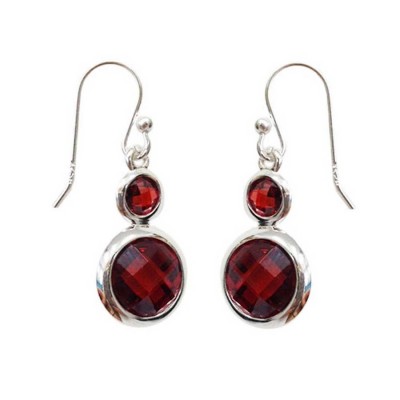 Sterling Silver Earring "8" Shape with G Cubic Zirconia in Center of Circles