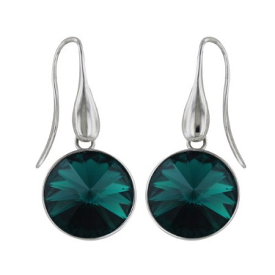 Sterling Silver Earring Em Rd Swarovski W/ Teardrop French Wire