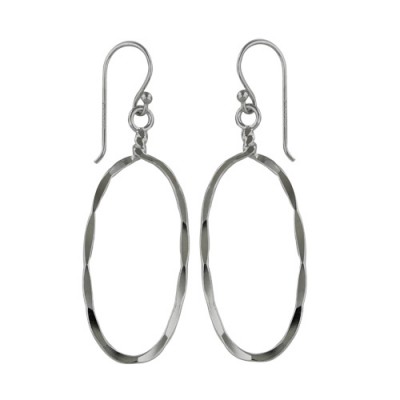 Sterling Silver Earring Hammered 30X15Mm Oval On French Wire