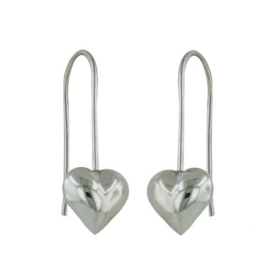 Sterling Silver Earring Heart with Wire-Rhodium Plating