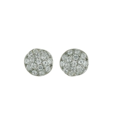 Sterling Silver Earring 5mm Dome Stud Paved in Clear Cubic Zirconia