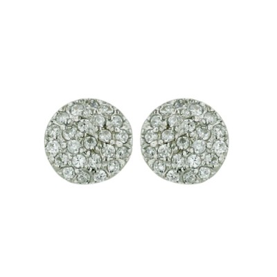 Sterling Silver Earring 7mm Stud Dome Paved in Clear Cubic Zirconia