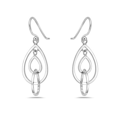 Sterling Silver Earring 3 Sizes Open Teardrop Link -E-Coat-