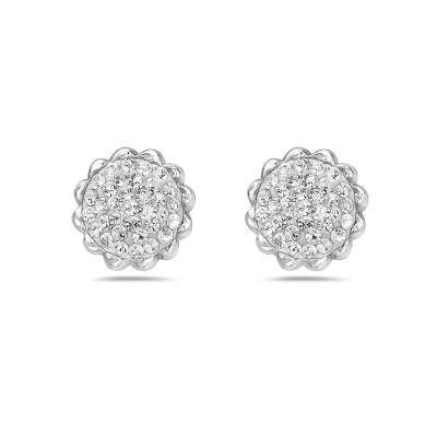 Sterling Silver Earring Flower Clear Cy Ferido Center Small Pet