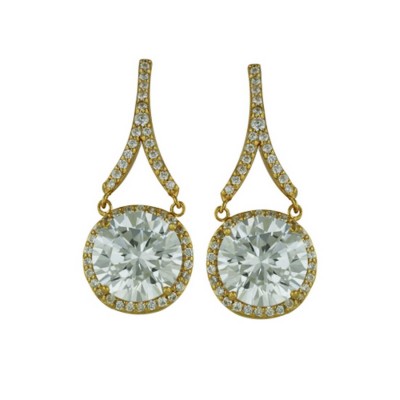 Sterling Silver Earring 11mm Clear Cubic Zirconia Dangle Small Clear Cubic Zirconia