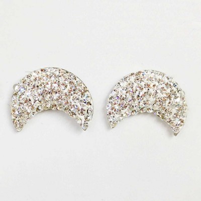 Sterling Silver Earring Moon Stud with Clear Cy+Ferido