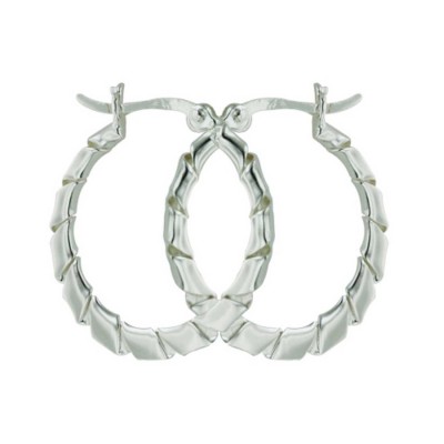 Sterling Silver Earring Plain Twisted 25mm Hoop Latch Hook