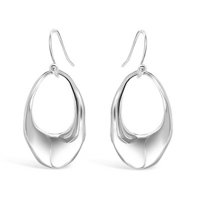 Sterling Silver Earring Hammered Oval On French Wire*E-Coat*