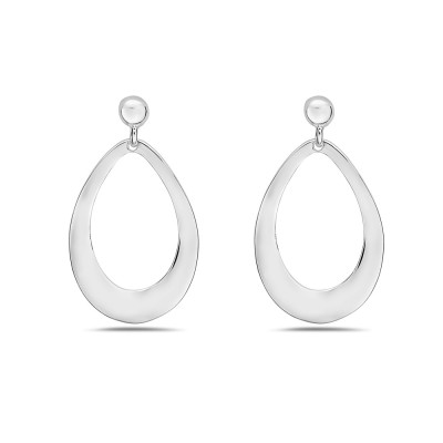 Sterling Silver Earring Hammered Oval on Ball Post -E-Coat-