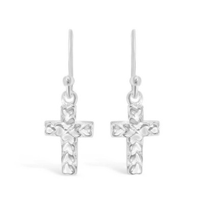 Sterling Silver Earring 11X8mm Plain Cross Arrow Patterns