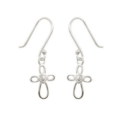 Sterling Silver Earring 14X10mm Plain Open Loop Cross