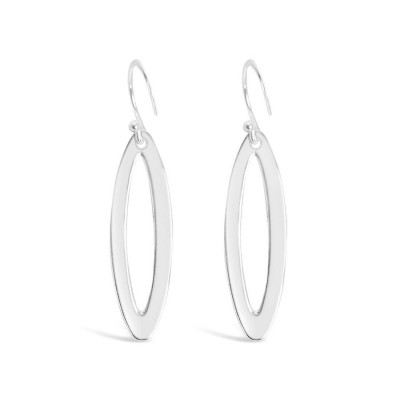 Sterling Silver Earring Plain Open Marquis Dangle -E-coated-