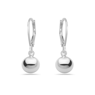 Sterling Silver Earring Plain 8mm Ball on Leverback -E-Coat-