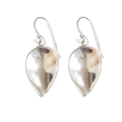 Sterling Silver Earring Plain Dome Teardrop -E-coated-