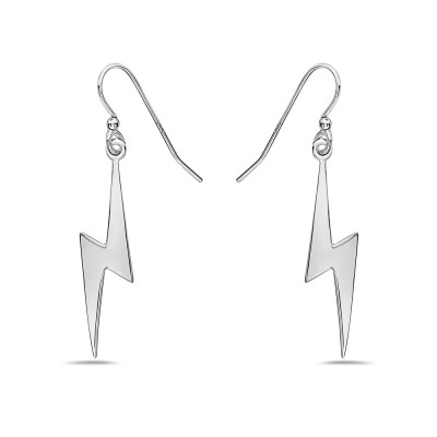 Sterling Silver Earring Thunder Bolt Plain