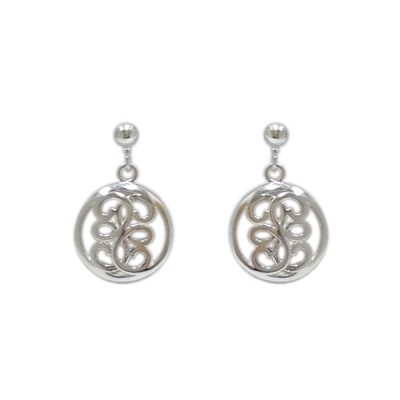 Sterling Silver Earrings Script Double "E"