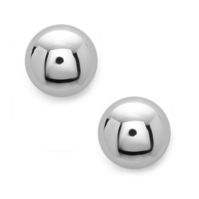 STERLING SILVER EARRING PLAIN 14MM HEMISPHERE STUD** E-COATED 