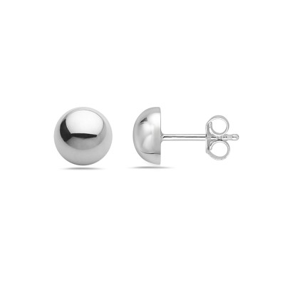 STERLING SILVER EARRING PLAIN 8MM HEMISPHERE STUD**EC