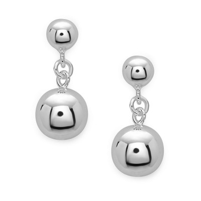 Sterling Silver Earring Plain 10mm Dangling Ball with Half Ball Top