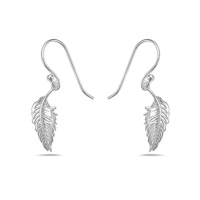Sterling Silver Earring Plain Feather W/ French Wire