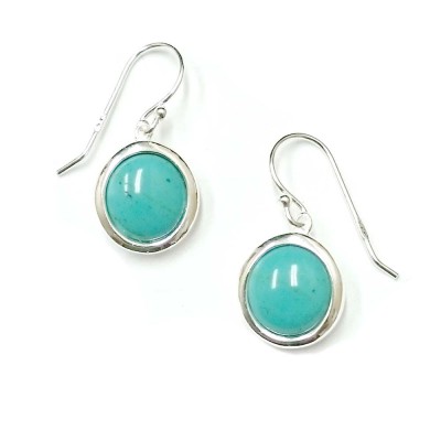 SS Earring 13Mm Round Slight Dome Recon. Turquoise, Multicolor