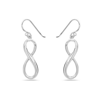 Sterling Silver Earring Plain Vertical Infinity with Fish Wire