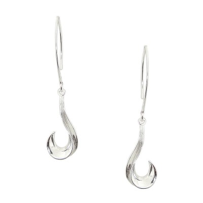 Sterling Silver Earring Plain Wavy Twisted Hook with Fish Wire