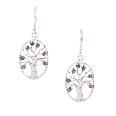 Sterling Silver Earring Mystic Topaz Cubic Zirconia on Plain Tree Branches