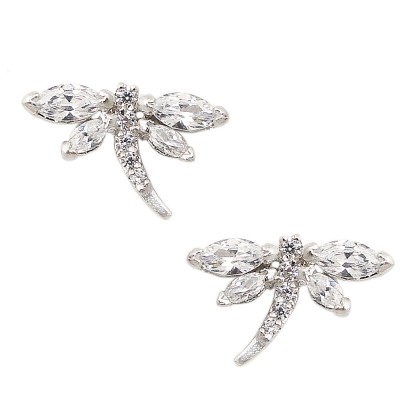 SS Earring Clear Cz Dragonfly Stud, Clear