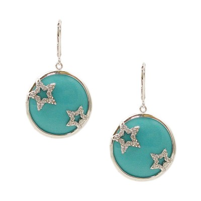 SS Earring Faux Turquoise Stars Over The Top, Turquoise