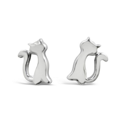 STERLING SILVER EARRING PLAIN CAT STUD
