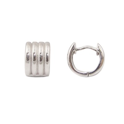 STERLING SILVER EARRING 9MM HUGGY WITH SHELL TEXTURE