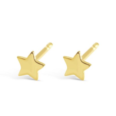 STERLING SILVER EARRING GOLD PLATED TINY STAR PLAIN STUD