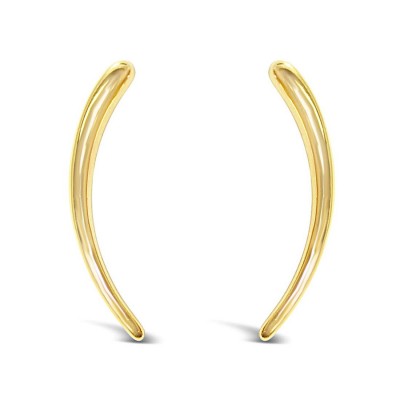 Sterling Silver Earring Acending Cuvy Line With Hook-Gold Plate