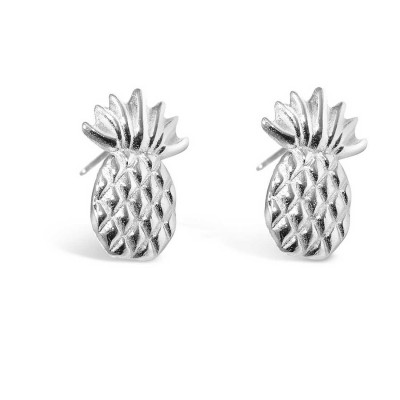 STERLING SILVER EARRING PINEAPPLE PLAIN STUD