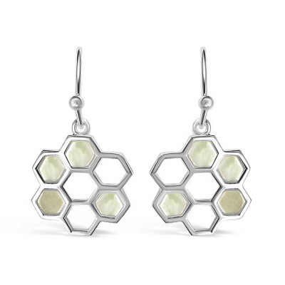 Sterling Silver Earring Honeycomb Mother Of Pearl Blocks*Ecoat