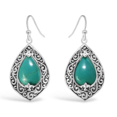 Sterling Silver Earring Tear Drop Bali Wavy Line Oxidized Wrap 2S-6818Tq