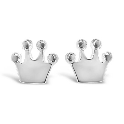 Sterling Silver Earring Stud Crown Solid