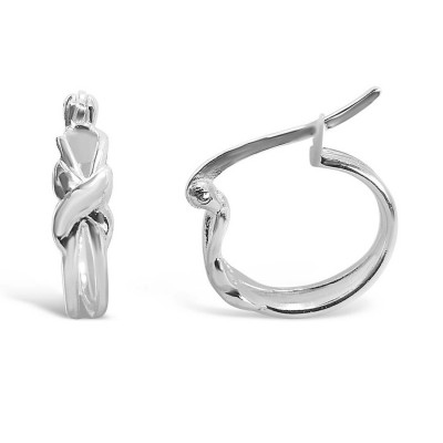 Sterling Silver Earring Hoop Latch Criss Cross Line-Ecoat
