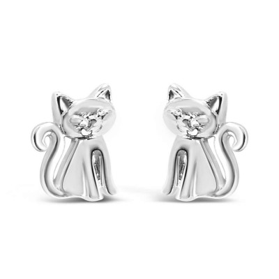 Sterling Silver Earring Tiny Stud Kitty
