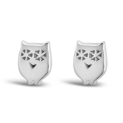 Sterling Silver Earring Tiny Stud Owl