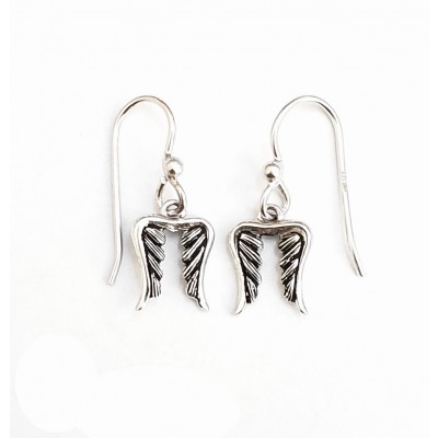Sterling Silver Earring Dangle Wing-Oxidized