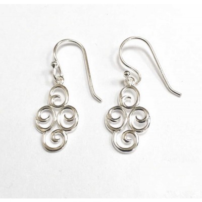 Sterling Silver Earring Dangling Swirl Cirlces