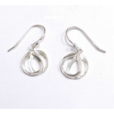 Sterling Silver Earring Tear Drop Overlapped-Ecoate