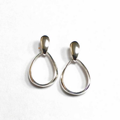 Sterling Silver Earring Door Knocker Tear Drop -Ecoat