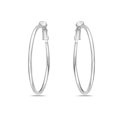 Sterling Silver Earring 40Mm Hoop 2Mm Tube With Omega Backing *E-Coated