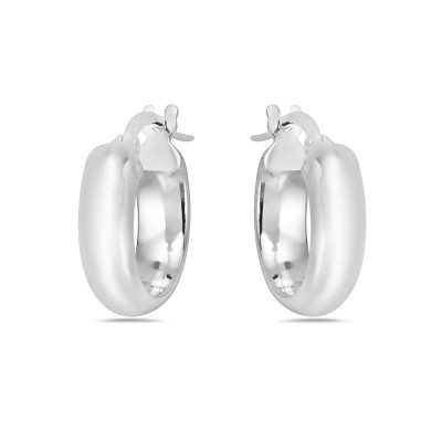 Sterling Silver Earring Round Hoop Latch 4Mm Width-15 Mm Diame