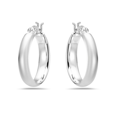 Sterling Silver Earring Round Hoop Latch 4Mm Width-20 Mm Diame