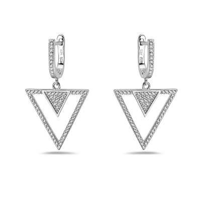Sterling Silver Micropave Earring Cubic Zirconia Huggie Top Tr